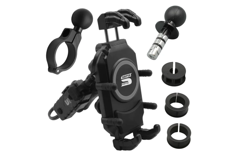 SEFIS Set Bind + Bind Charge držiak telefónu s bezdrôtovou nabíjačkou a USB-C zásuvkou - do krku riadenia pre motocykel