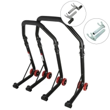 SEFIS D18 moto stojan predný a zadný set - čierný – 2v1 / hák