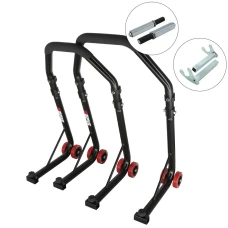 SEFIS D18 moto stojan predný a zadný set - čierný – single / hák