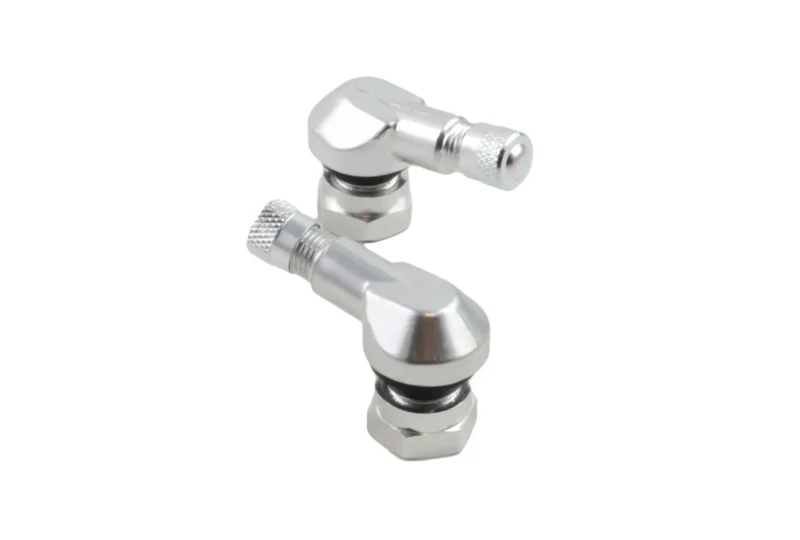 SEFIS hliníkové zahnuté ventilky 11,3mm - strieborné pre motocykel