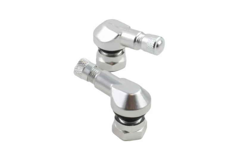 SEFIS hliníkové zahnuté ventilky 8,3mm - strieborné pre motocykel