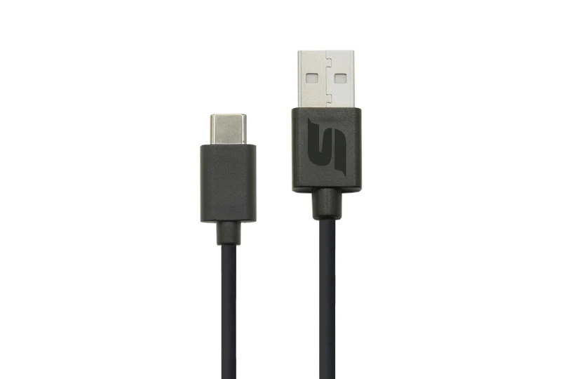 SEFIS nabíjací dátový kábel s konektormi USB-A a USB-C 29cm čierny pre motocykel