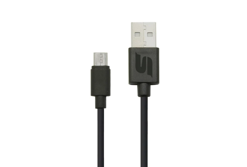 SEFIS nabíjací dátový kábel s konektormi USB-A a Micro-USB 29cm čierny pre motocykel