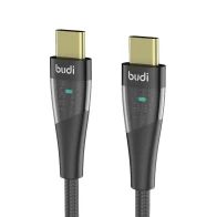 SEFIS nabíjací dátový kábel s LED konektormi USB-C a USB-C 65W 1,5m čierny 