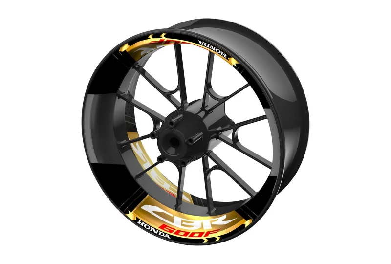 SEFIS dvojdielne polepy na kolesá HONDA CBR 600F čierno-zlatá pre motocykel