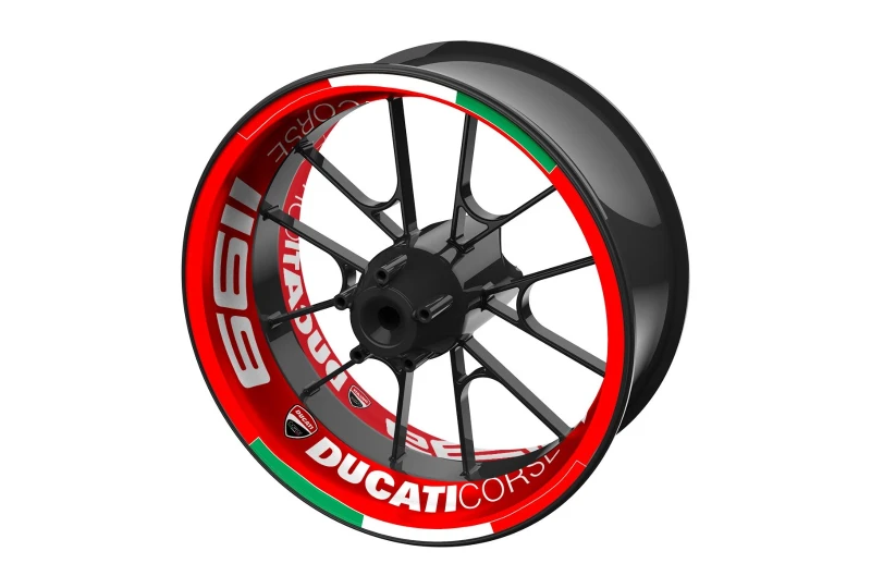 SEFIS jednodielne polepy na kolesá DUCATI Corse 1199 červená pre motocykel