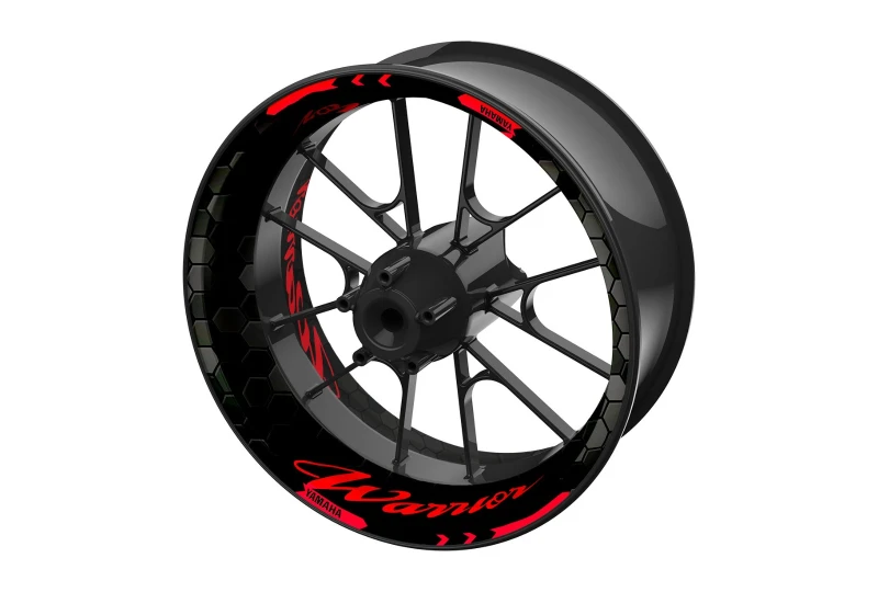 SEFIS jednodielne polepy na kolesá YAMAHA Warrior čierno-červená pre motocykel