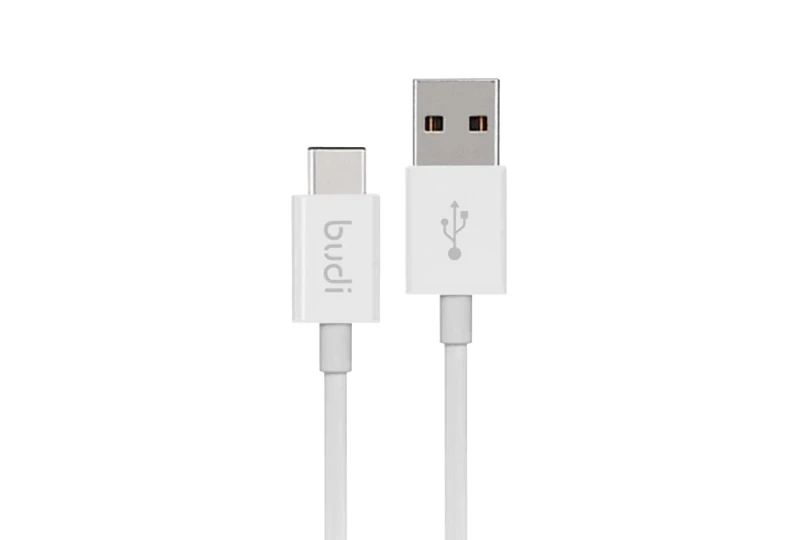 SEFIS nabíjací dátový kábel Budget s konektormi USB-A a USB-C 1,2m biela pre auto