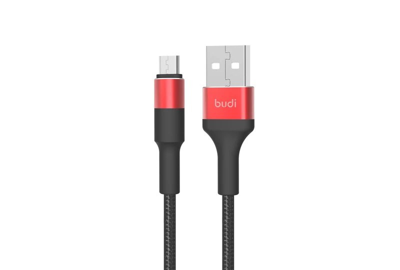 SEFIS nabíjací dátový kábel Premium-RD s konektormi USB-A a Micro-USB 1m čierno-červený pre auto