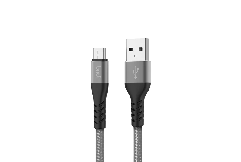 SEFIS nabíjací dátový kábel Premium s konektormi USB-A a Micro-USB stříbrný 2m pre auto