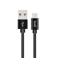 SEFIS nabíjací dátový kábel s konektormi USB-A a Micro-USB 1m čierny s opletením