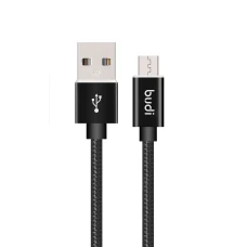 SEFIS nabíjací dátový kábel s konektormi USB-A a Micro-USB 1m čierny s opletením