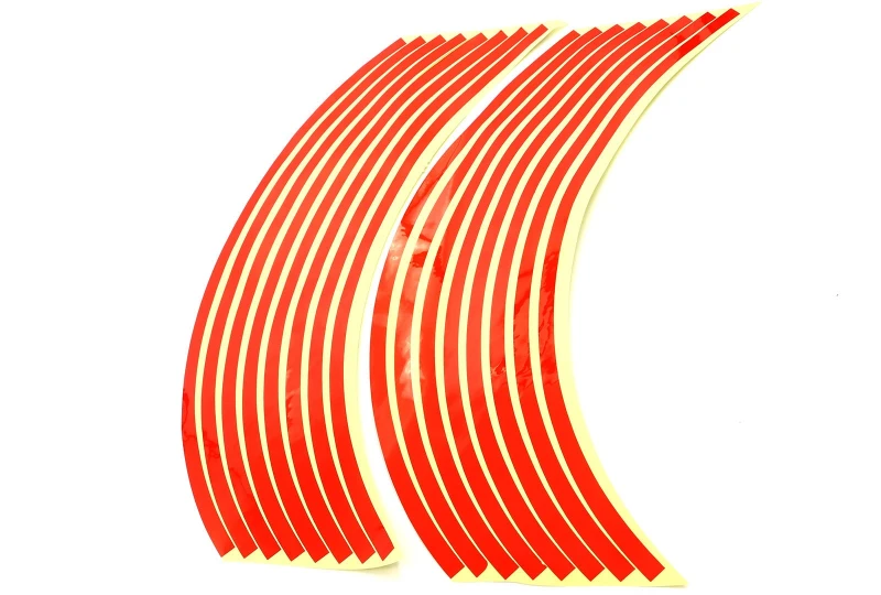 SEFIS Reflexné celé prúžky na kolesa motocykla červená pre motocykel