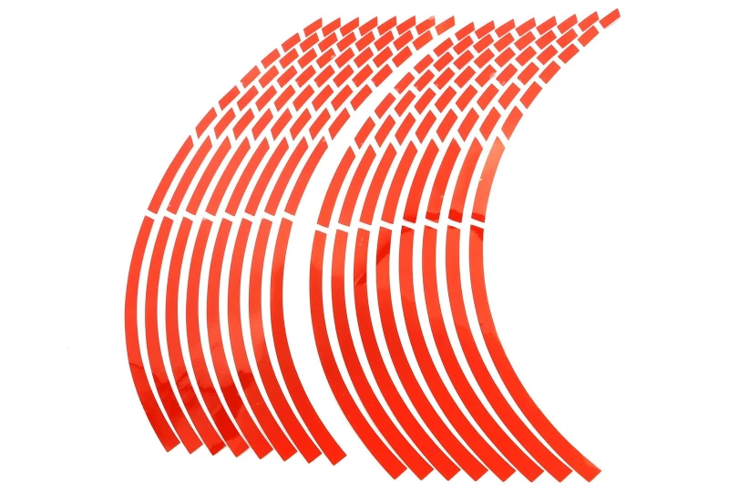 SEFIS Reflexné delené prúžky na kolesa motocykla červená pre motocykel