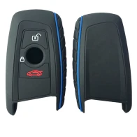 Silikónový obal na kľúčik BMW F10 F20 F30 Z4 X1 X3 X4 M1 M2 M3 1 2 3 5 7 čierny s modrým pruhom