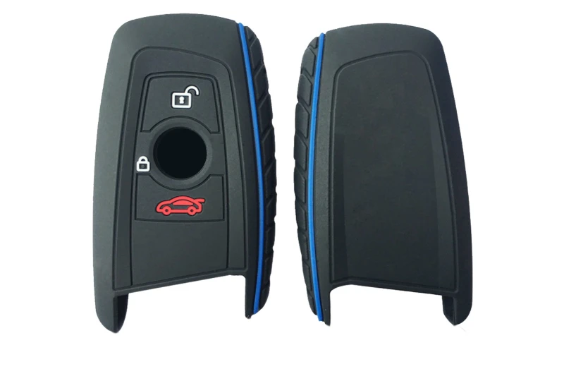 Silikónový obal na kľúčik BMW F10 F20 F30 Z4 X1 X3 X4 M1 M2 M3 1 2 3 5 7 čierny s modrým pruhom pre auto