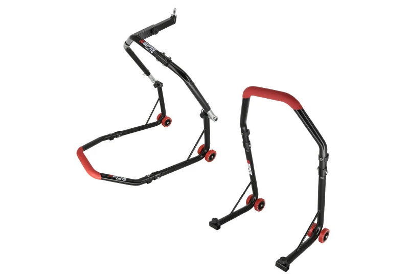 SEFIS D18 predný stojan do krku riadenia a zadný stojan set - červený pre motocykel