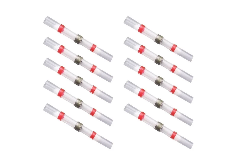 Vodotesna káblová spojka spájkovacia s cínom a bužírkou - červená Ø2,7mm x 40mm 10ks pre motocykel