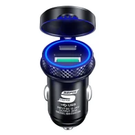 SEFIS Z6 2x USB zásuvka - autonabíjačka 30W USB-A a USB-C Kovová